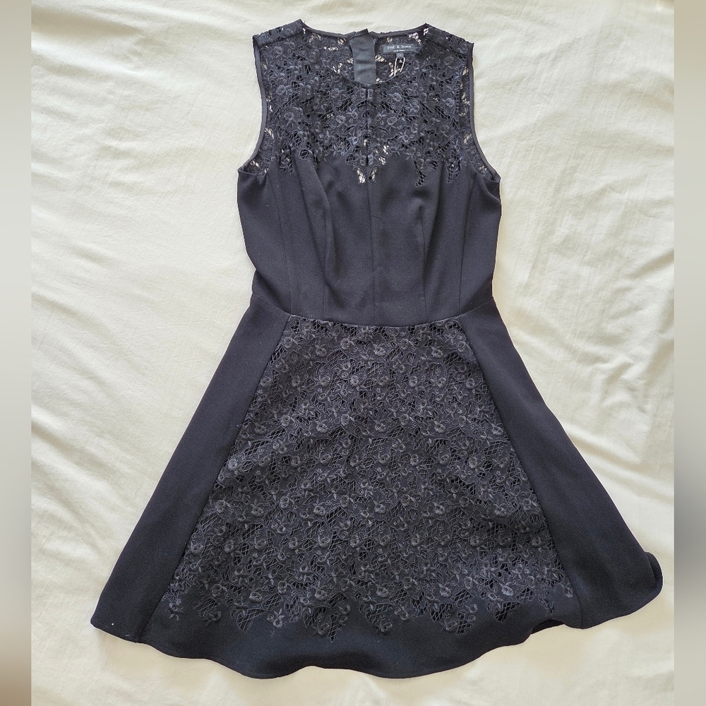 Rag & Bone Aya Black Lace Fit-and-flare Dress Size 4